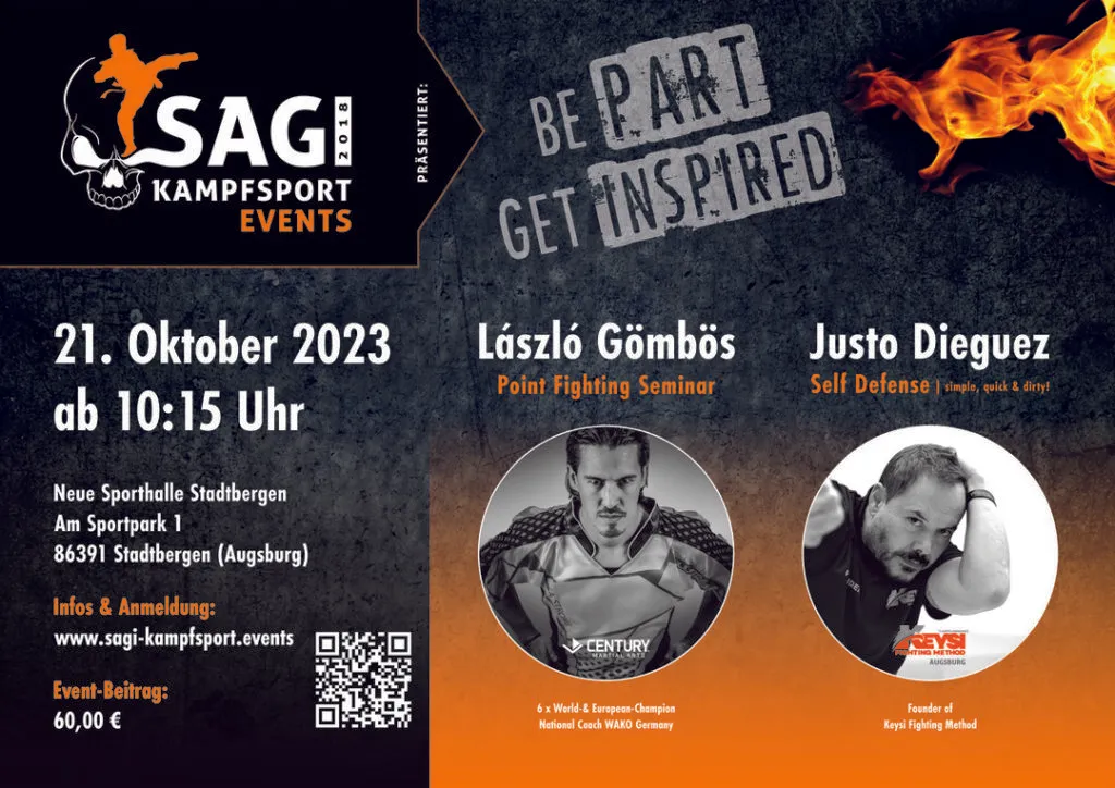 Flyer für Kampfsport-Event für Kickboxen und Keysi am 21.10.2023