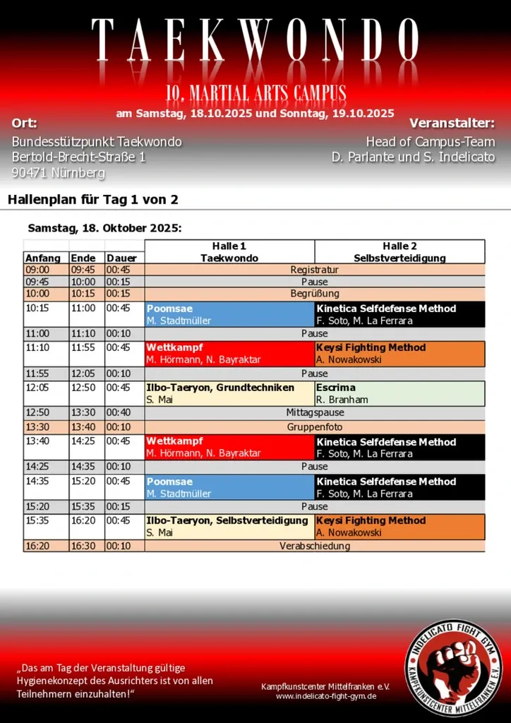 Hallenplan für Tag 1 von 2