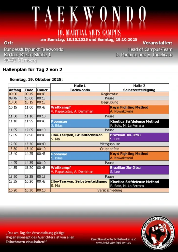 Hallenplan für Tag 2 von 2