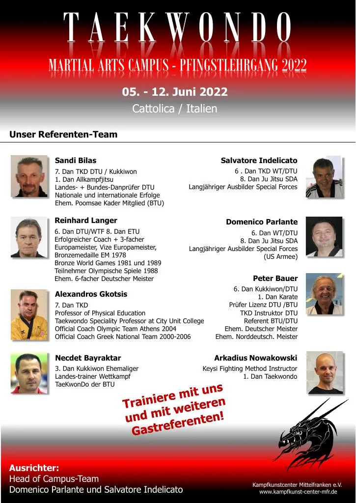 Flyer für Martial Arts Campus in Italien im Juni 2022 - Seite 2