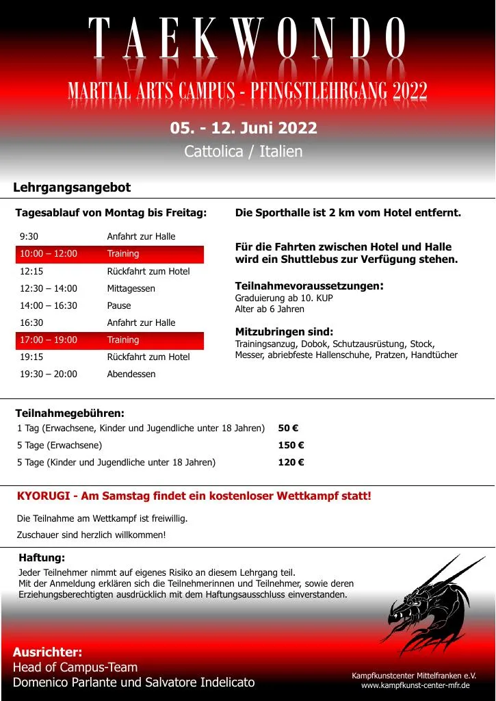 Flyer für Martial Arts Campus in Italien im Juni 2022 - Seite 3