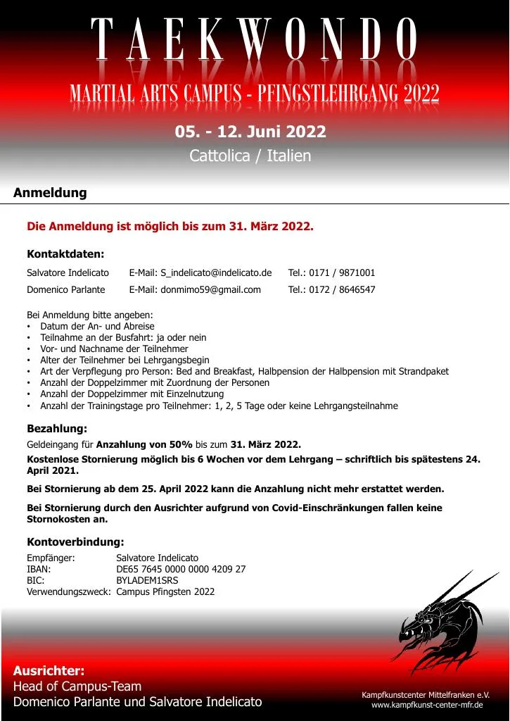 Flyer für Martial Arts Campus in Italien im Juni 2022 - Seite 7